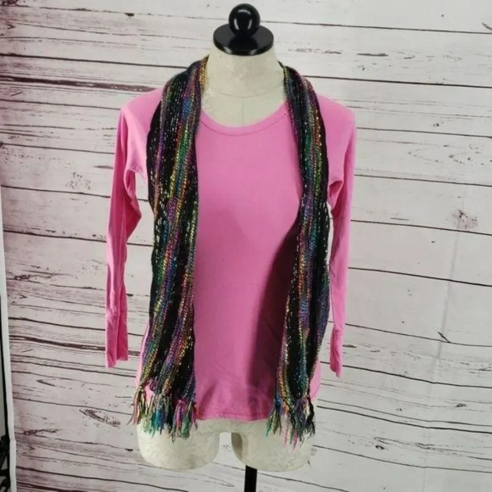 Justice Girl's Rainbow Fringe black M/L Vest‎